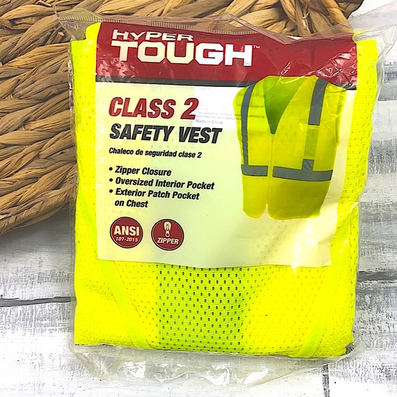 NWT Hyper Tough Class 2 Safety Vest Zippered High Visibility Garment With Pocket - Picture 2 of 7